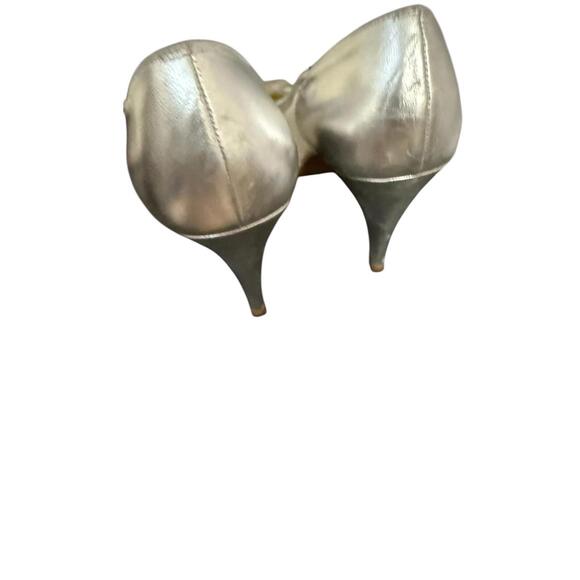 Stuart Weitzman for Mr. Seymour Vintage Mesh Heels 9 AA Silver Gold Dressy Pumps - Picture 4 of 5